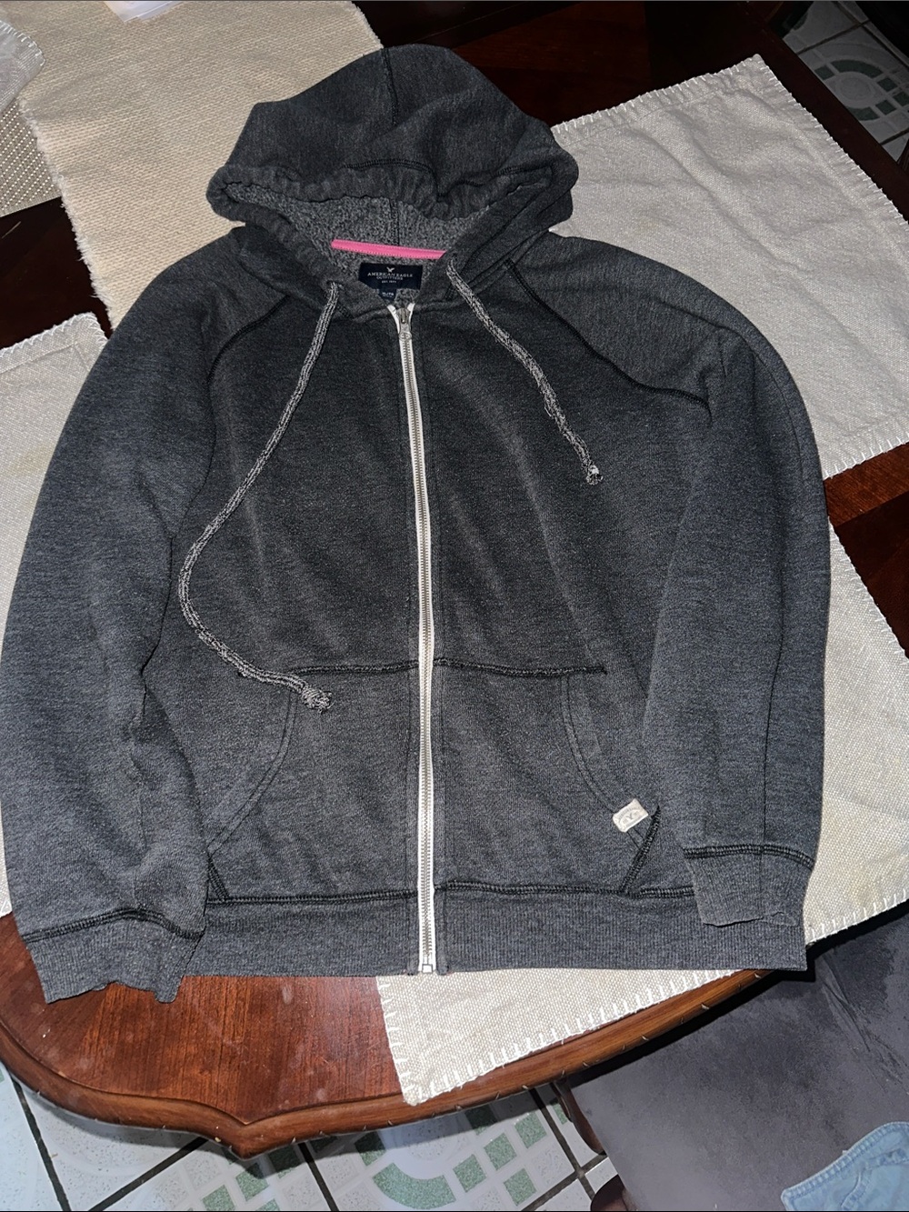 American Eagle Outfitters Dark Gray Full-Zip Hoodie